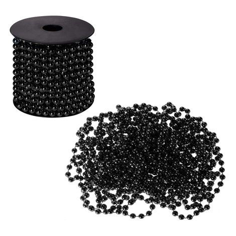 Cadena para árbol de Navidad de perlas y cuentas, 10 metros, 8 mm, negro. (1/5)