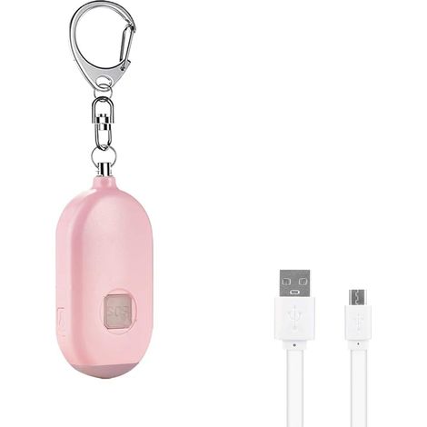 Wiederaufladbarer Notfall-Sicherheits-Tonalarm, 130 dB persönliche Notfallsirene mit LED-Licht – Sicherheitsalarm-Schlüsselanhänger für Frauen, Männer, Kinder, Senioren und Jogger (Pink)