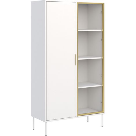 Selsey Vena – Vitrine zweitürig mit Glasfront, 90 cm, Weiß (1/5)