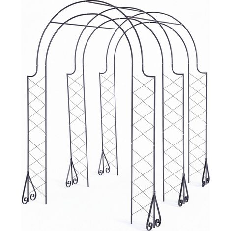 Arche de jardin treillis pour rosiers 250 x 180 x 210 cm support élégant en acier noir (1/3)