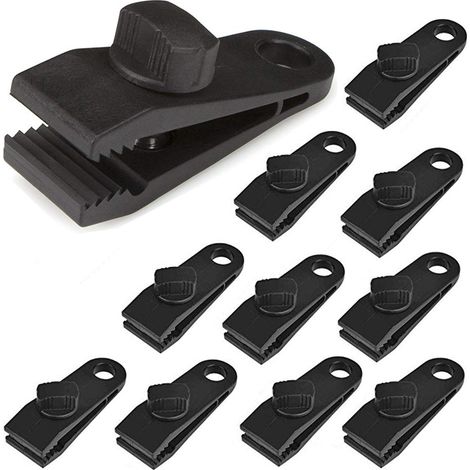 Lot de 10 pinces de fermeture pour rideaux et bâches, idéales pour le camping sous tente. (1/5)