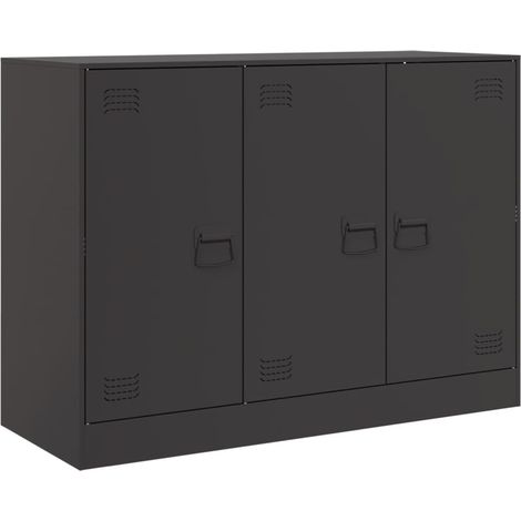 Credenza cassettiera mobile contenitore organizer cucina soggiorno salotto 99 x 39 x 73 cm acciaio nero 020036160