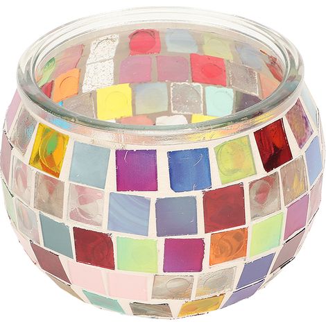 Bougeoir en verre mosaïque fait main, bougeoir en verre mosaïque coloré et romantique, décoration pour la maison, le bar et la table à manger. (1/5)