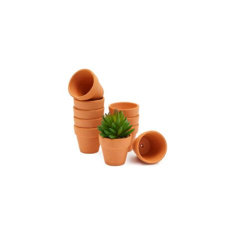 Set mit 10 Terrakotta-Sukkulententöpfen, Tonblumentöpfe mit Abflussloch für drinnen und draußen – 4,5 cm – Crezuo