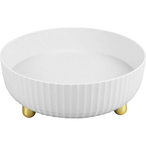 Plateau de rangement rotatif en plastique blanc, grande capacité, pour la cuisine, le salon et la salle de bain. (1/5)