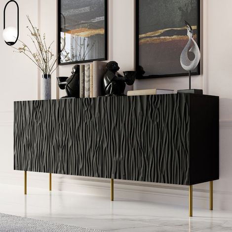 Buffet bas design noir mat 152 cm Mokt (1/4)