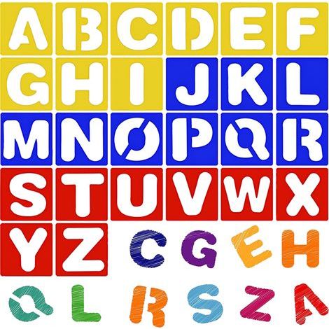 Ensemble de pochoirs à lettres de 26 pièces, pochoirs d'alphabet d'art réutilisables pour panneaux en bois, peinture, bricolage et artisanat (1/5)