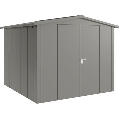 Hörmann Metall-Gerätehaus "Juno" mit Satteldach, JSD10 - Design, 262 x 262 cm (B x T), graualuminium, 2-flüglige Tür (1/5)
