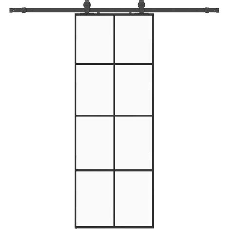Maison Exclusive - Schiebetür mit Beschlag Schwarz 76x205 cm ESG-