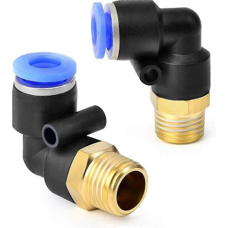 Coude mâle 6 mm OD x 1/8 BSP Raccord rapide PL6-01 (Lot de 2) (1/5)