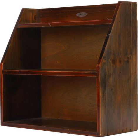 Vintage 3-Tier Wooden Wall Shelf, Open Design Display Stand for Tea Cups, Collectibles, Succulent Plant Storage (1/5)