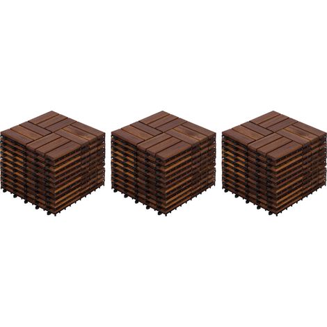 Baldosas exteriores encajables de madera de acacia 32 piezas 30 x 30 cm marrón MODENUIT (1/3)