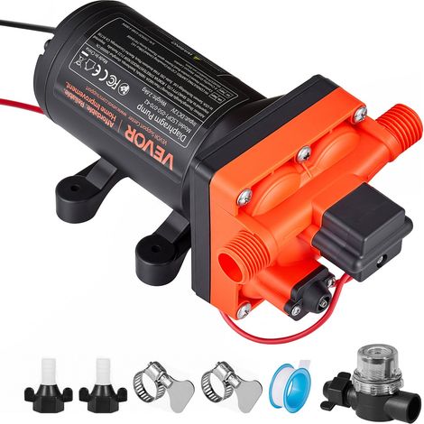 Pompe à Eau à Membrane Auto-amorçante 12 V CC 18,9 L/min Pression 4,8 bar 4 Chambres, avec Pressostat, Pompe à Eau pour Camping-car, Lavage de Voitures, Bateaux, Irrigation Agricole, Jardin (1/5)