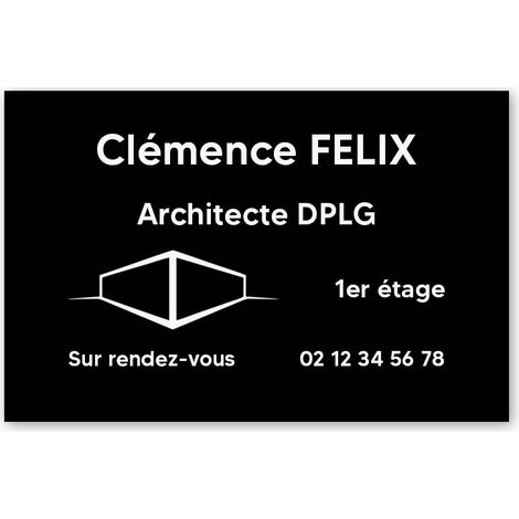 Plaque professionnelle PVC 30x20 Personnalisée avec Logo | Architectes - Noire lettres blanches (1/3)
