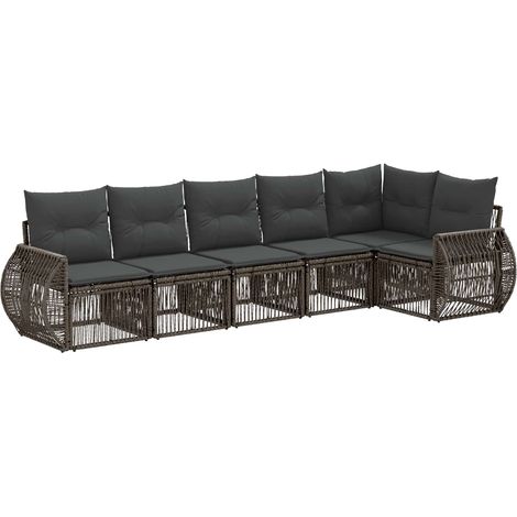 Gartensofa-set 6 pcs Grau und Dunkelgrau Poly-Rattan vidaXL