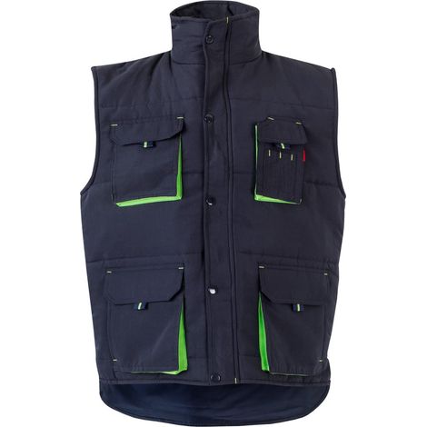Velilla 205902 Gilet imbottito bicolore multitasche colore blu navy e verde lime taglia M (1/5)