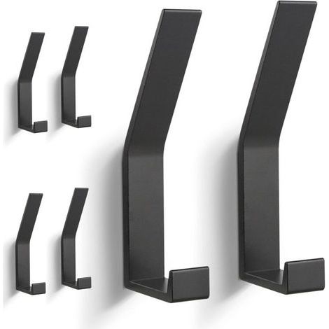 Wandgarderobe für 6 Mäntel mit Haken, schwarz (1/5)