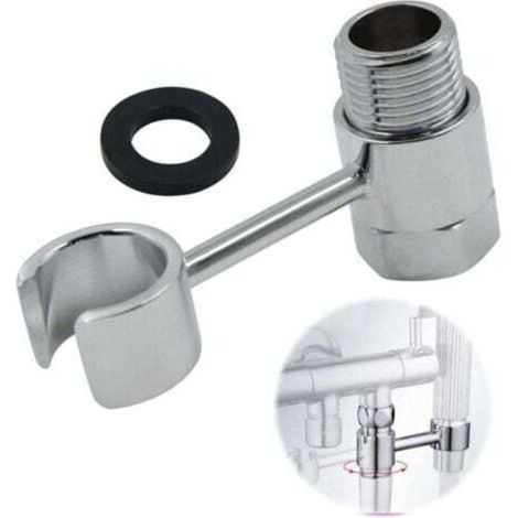 Shower Head Support Hand Shower Hook - 20mm Connection Nut Universal Door Adjustable 360° Wall Mounted Bathroom Lance Toilet Hand Replaceable Without Drilling Chromed Brass (1/5)