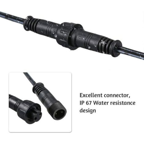 Prolonge LED monocrome 1 m – Connecteurs 2 broches mâle/femelle – Pour éclairage extérieur (1/4)
