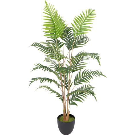 HOMCOM 120cm Tall Artificial Fern Topiary Tree in Cement Pot, Green (1/5)