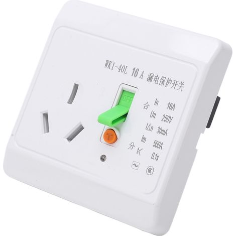Prise avec disjoncteur différentiel 16A 230V plastique stable pour circuit maison climatisateur WK1 40L 30mA (1/5)