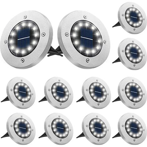 Lumière Solaire Extérieur[12 Pièces], 12 LED 800mAh Lampe Solaire Jardin Etanche IP65 Spot Lumière Decorative pour Terrasse Pelouse Chemin Jardin, Blanc Froid (1/5)