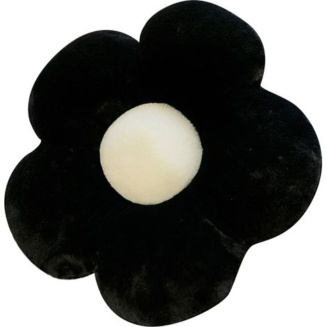 Coussin décoratif en forme de fleur, doux et moelleux, 50 cm (19,7 pouces), noir, idéal pour la chambre, le salon ou un canapé. (1/5)