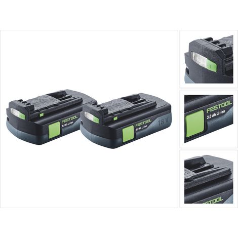Festool Akku Set 2x BP 18 Li 3,0 C Akku 18 V 3,0 Ah / 3000 mAh Li-Ion ( 2x 577658 ) mit Ladestandanzeige