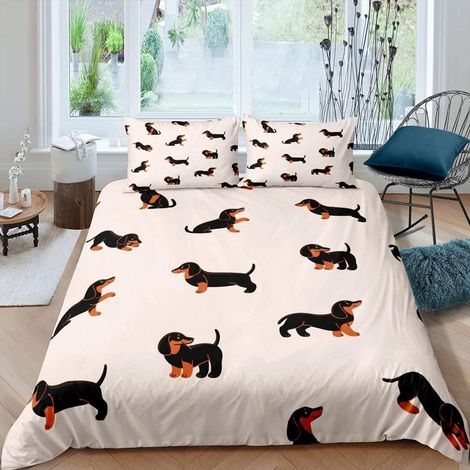 Bettwäsche-Set 155x220cm mit Dackel-Motiv für Kinder