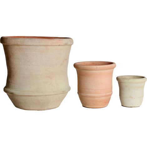 Set de 3 cache pots en argile style rustique - beige clair et terre cuite (1/4)