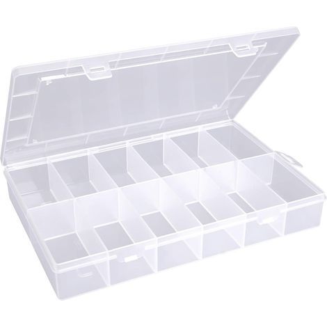 Aufbewahrungsbox aus PP-Öko-Kunststoff, 12 feste Fächer, transparent, für Schrauben und Kleinteile, DIY (1/4)