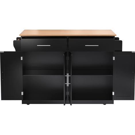 Klappbarer Küchenwagen 120 x 71 x 91,5 cm Schwarz und Holzoptik mit Rollen (1/5)