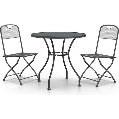Maison Exclusive - Set da Pranzo per Giardino 3pz Rete Metallica Espansa Antracite (1/5)