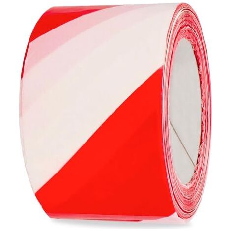 QORVA-Ruban de marquage rouge et blanc, pour délimitation de zone, avertissement de sécurité, 70 mm x 200 m. (1/5)