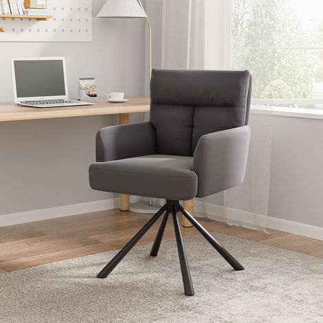 Grey Modern Upholstered Swivel Armchair with Black Legs (1/5)