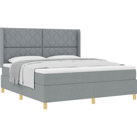 Maison Exclusive - Boxspringbett mit Kopfteil Hellgrau 180 x 200 (1/5)