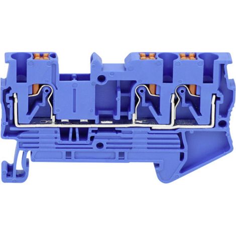 TRU COMPONENTS TC-JPT2.5-TW Blue Durchgangsklemme 5.2 mm Schnellanschluss Polzahl: 3 0.2 mm² 2.5 mm²
