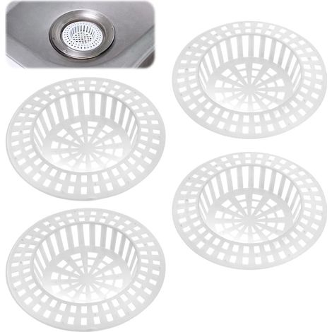 4 Tamis/Passoires D'Evier/Filtres, Ø 7 Cm, Rond, Plastique, Blanc Produit pratique pour la maison et l'usage quotidien (1/4)