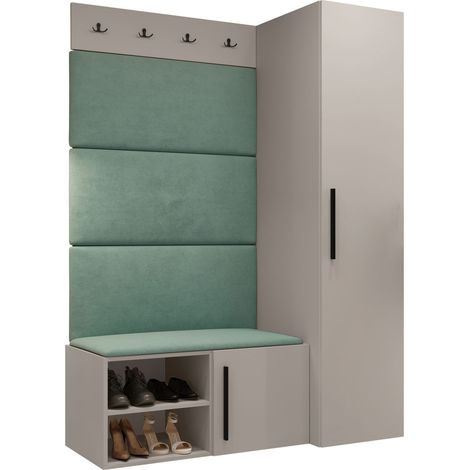 Conjunto para recibidor Nitos II, Manila 11, 191x124x50cm, Tapiz, Aglomerado laminado, Montada en la pared, Colocada
