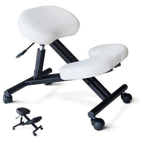 Ergonomischer Kniestuhl Bürohocker aus Metall mit Kissen Balancesteel - Weiß (1/5)