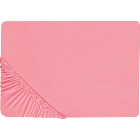 Sábana de algodón rojo coral 160 x 200 cm ajustable bordes elásticos sólido Janbu