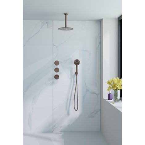Fortifura Nebbio Ensemble de douche pluie - robinet encastré - élément encastré - coude de raccordement mural - flexible de douche lisse - douchette (1/5)