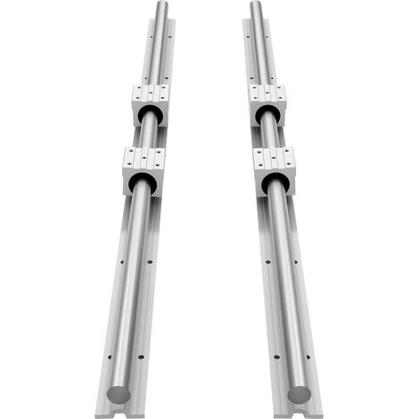 Rail linéaire SBR25, 2 pièces de 1200 mm (47,24 pouces) avec 4 blocs coulissants à roulements, arbre supporté, pour machines de coupe, meulage, fraisage et perçage. (1/5)