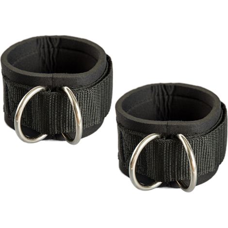 Ankle Straps - 2 D-Ring Metal Connectors - Adjustable Nylon Hook Loop Closure - for Cable Machine Leg Glute Hip Workouts - 1 Pair (1/5)
