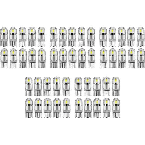 Lot de 50 ampoules LED blanches 6000K Canbus T10 168 194 W5W pour plafonnier, plaque d'immatriculation et feux de position latéraux (1/5)