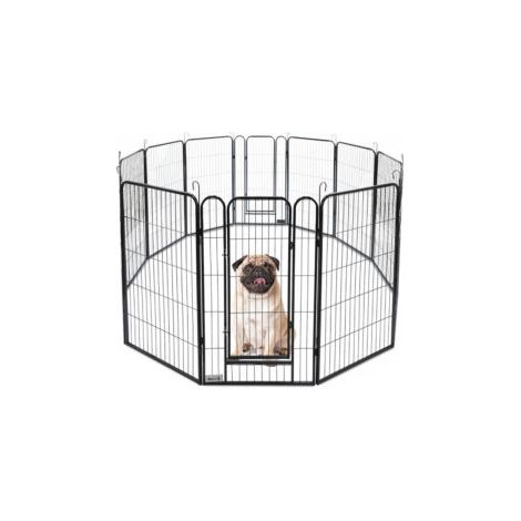 MaxxPet Parque para perros – Valla para perros interior y exterior - Parque para cachorros, conejos y otras mascotas - Zona de juegos plegable – Jaula con 12 paneles – 100x60 cm - Incl. cuenco (1/5)
