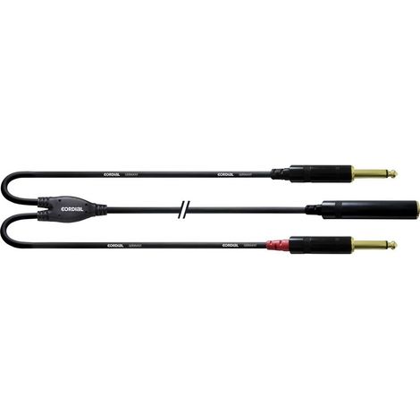 Adaptateur Y audio [1x Jack femelle 6.35 mm - 2x Jack mâle 6.35 mm] Cordial CFY 0,3 KPP noir 30.00 cm (1/2)