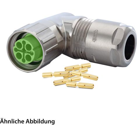 HUMMEL SET inkl. Kontakte M16 Kabelsteckverbinder, Crimpeinsatz gewinkelt Polzahl 10-pol., Buchse orientierbar Kabelabgang seitlich, Klemmbereich 3,0mm - 6,0mm - 1 Stück