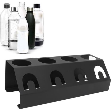 [Secador de botellas] – Escurridor antideslizante de 4 orificios fabricado en hierro y silicona para botellas de refresco, color negro, dimensiones 7 cm / 2,8 pulgadas (1/5)
