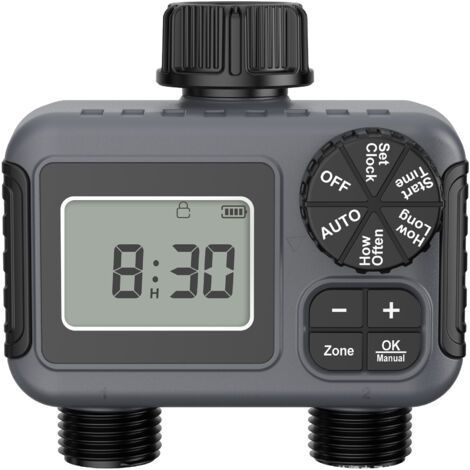Irrigation timer small size dual outlet version water valve outdoor garden intelligent watering controller automatic watering device (1/2)